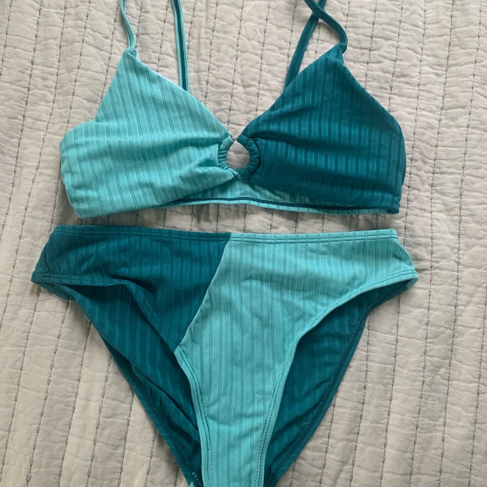 Teal and Aqua Women's Bikini Set